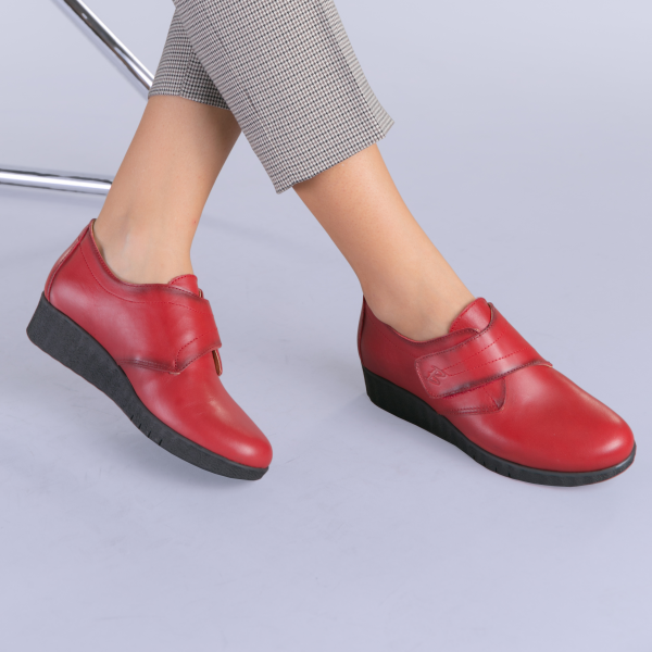 Pantofi casual dama piele Latina rosii, 2 - Kalapod.net